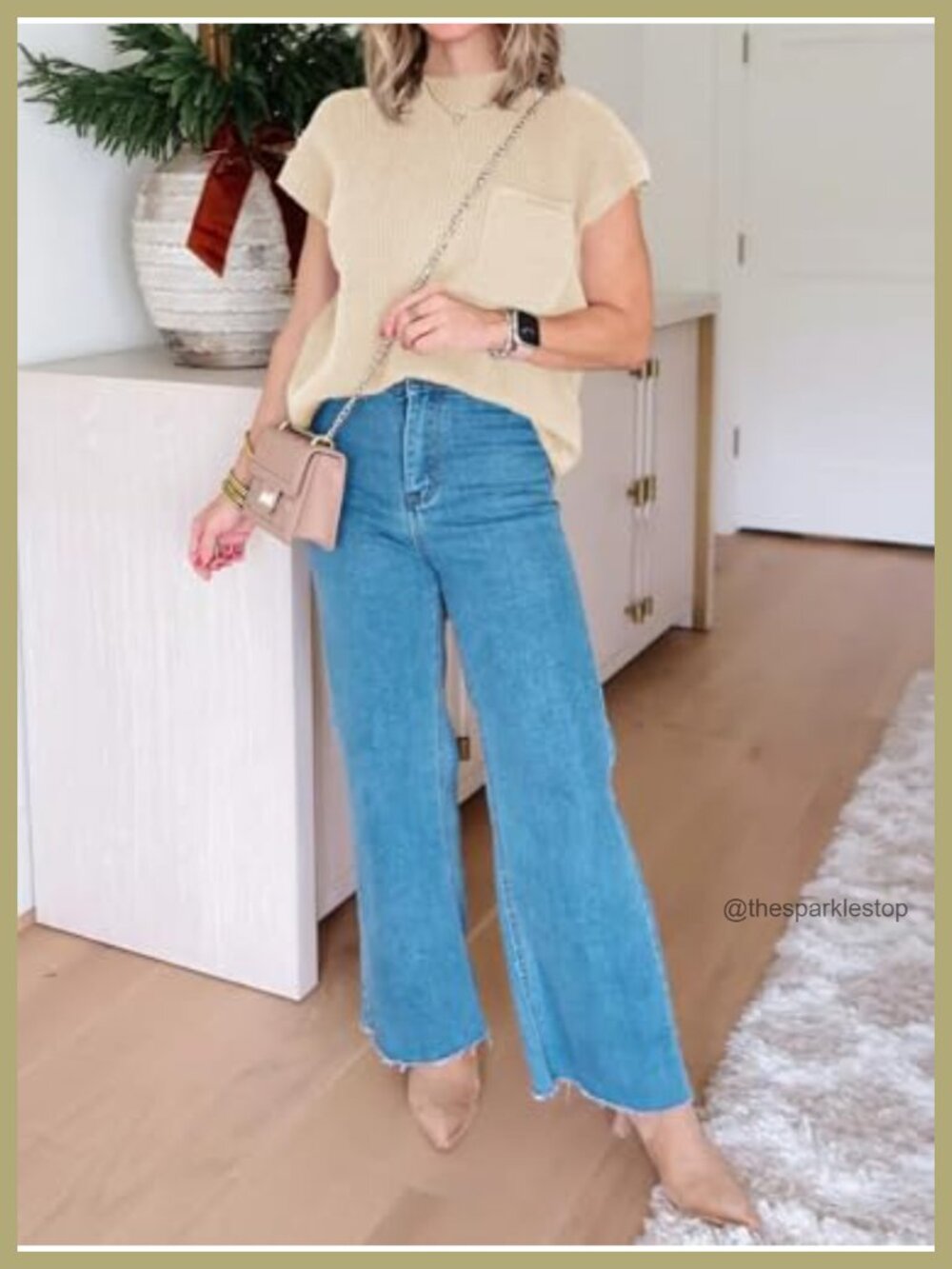 Women's Ribbed Knit Sweater Vest Short Sleeve Crew Neck Lightweight Pullover Top - Picture 5 of 6